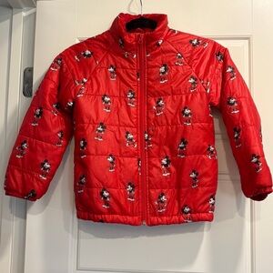 Disney Parks Red Mickey Puffer Jacket Kids 5/6‎ Winter Outdoor Holiday Snow Day